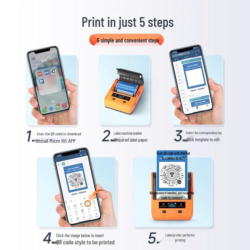 De Tong Bluetooth Handheld QR Code Printer for WeChat