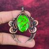 Copper Green Turquoise Pendant Copper Wire Wrapped Pendant Real Gemstone Jewelry