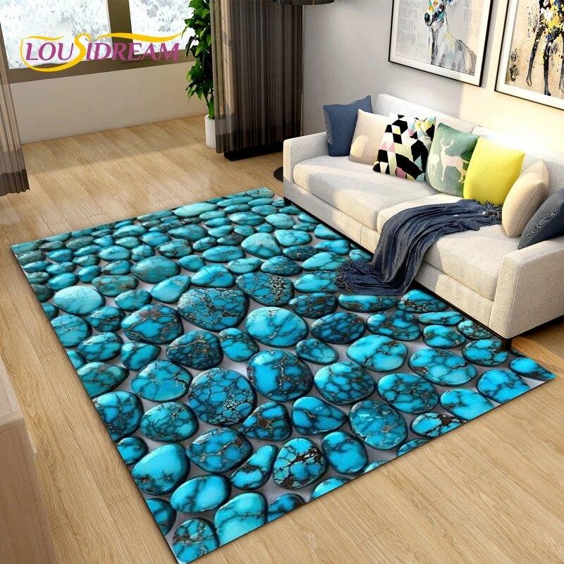 3D Color Cobblestone Stone Area Rug,Carpet Rug for Living Room BedRoom Decoration,Kitchen Doormat Bathroom Anti-slip Floor Mat