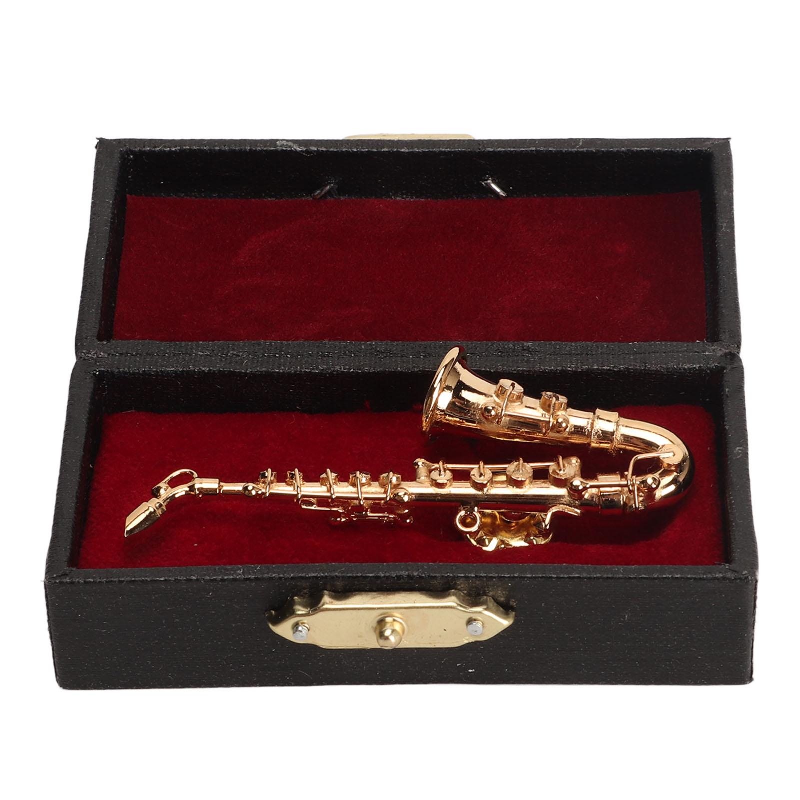 

Musical Instrument Brooch Pin Fashion Miniature Saxophone Brooch Pin with Red Velvet Lined Instrument Case