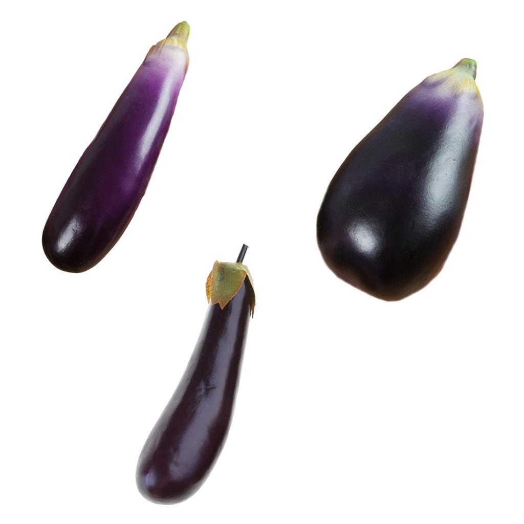 2pcs Realistic Artificial Aubergine Faux Eggplants Simulation Aubergines Foam Vegetable Decorations for Home and Office