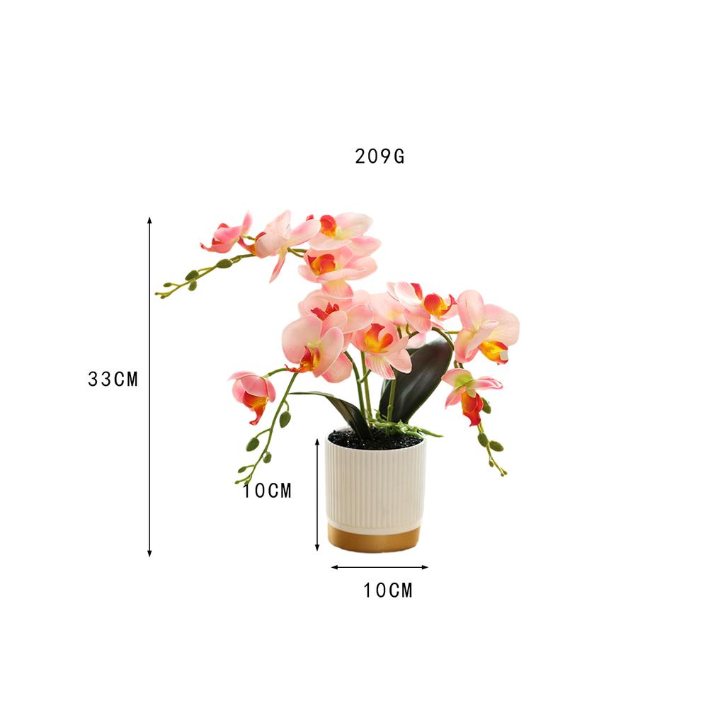 Artificial Flower in Pot Flower Arrangement Faux Phalaenopsis Orchid for Kitchen New Year Bedroom Housewarming Living Room