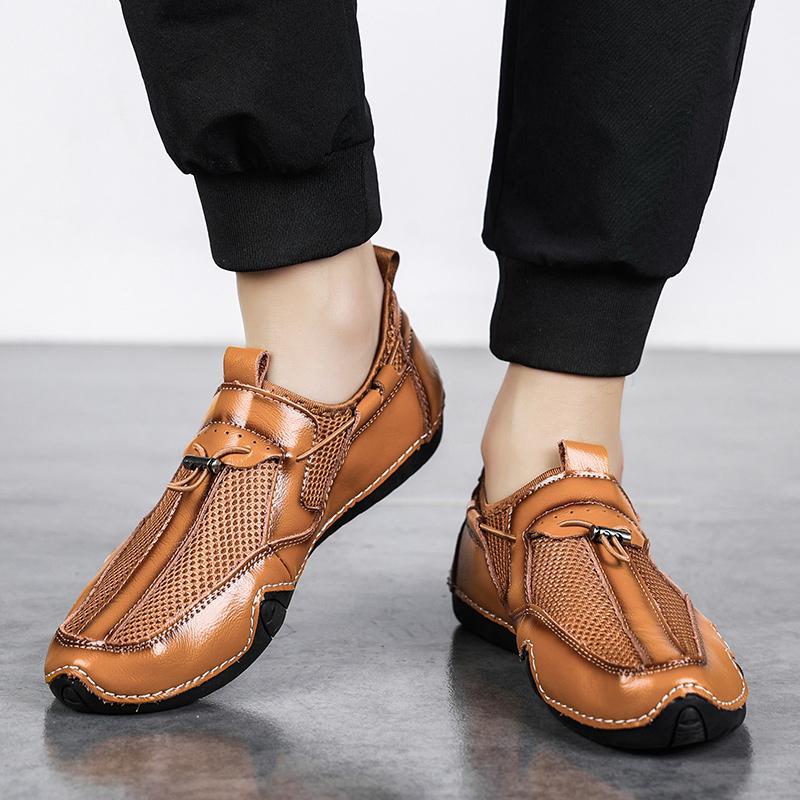 Men's Loafers Fashion Casual Leather Mesh Original Men's Sneakers Shoes Outdoors Work Leather Shoes Men's Shoes Free Shipping