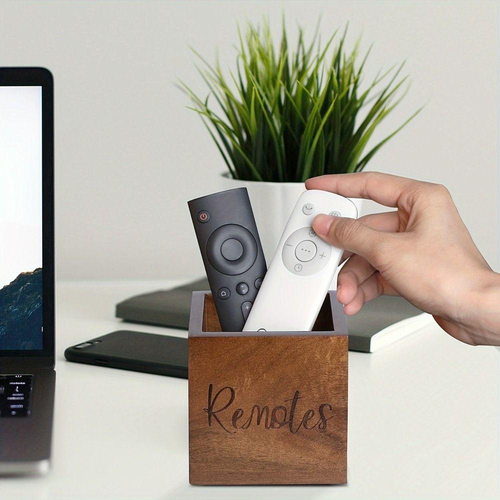 Wood Remote Control Holder Vintage Style Pen Holder Durable Desktop Storage Box Nightstand