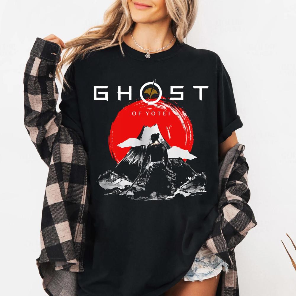 

Ghost of Yotei Shirt Samurai Mountain Tee Japanese Sun Vintage TShirt Clothing Short Sleeve Shirt Unisex Unisex Women AllSeason S