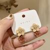 1 Pair Elegant Floral Stud Earrings, Alloy Mixed Color Beige & Brown, Versatile for Casual/Parties/Birthdays/Gifts, for Teenager 15+ Years