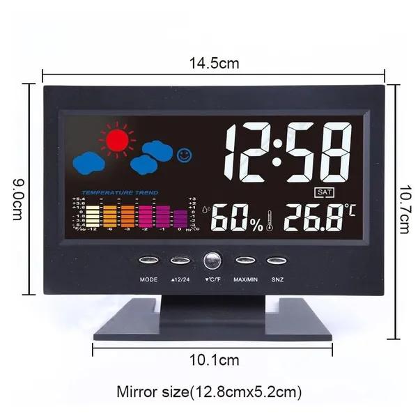 Sveglia con stazione meteorologica interna con retroilluminazione a LED Sveglia con stazione meteorologica con retroilluminazione LCD digitale multifunzione per interni con retroilluminazione