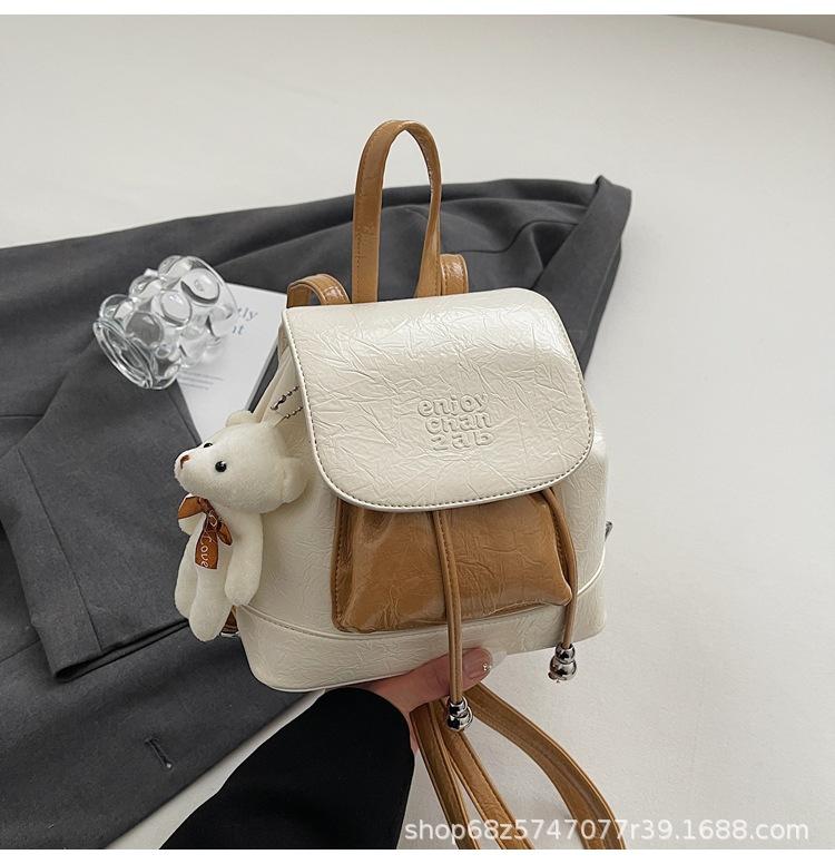 

Women s bag texture casual backpack fashion Korean backpack 2025 women s bag new simple ins fresh student bag белый