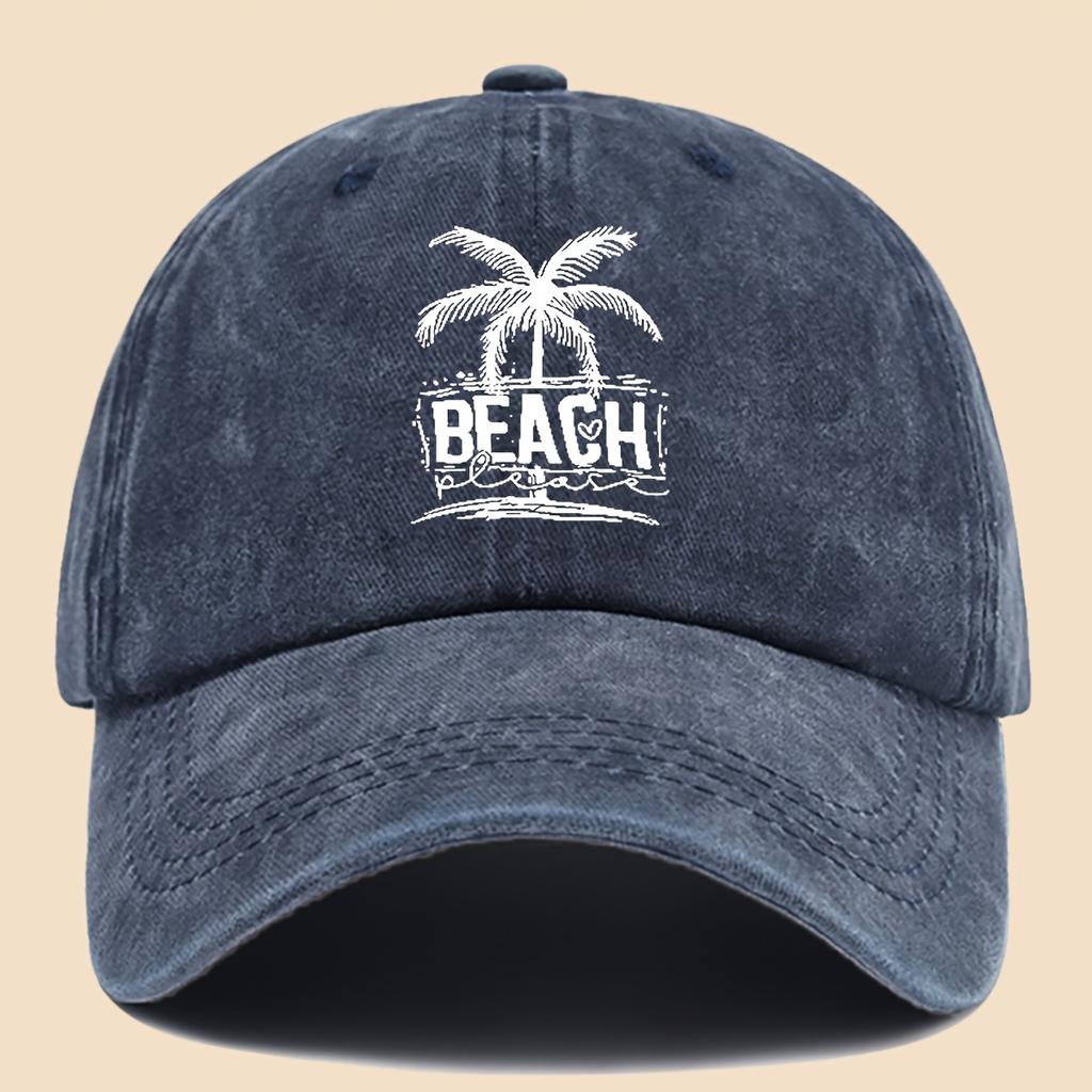1pc Cool  Breezy Unisex Washed Baseball Cap  Featuring Tropical Palm Trees And Beach Prints Appropriate for Any Season