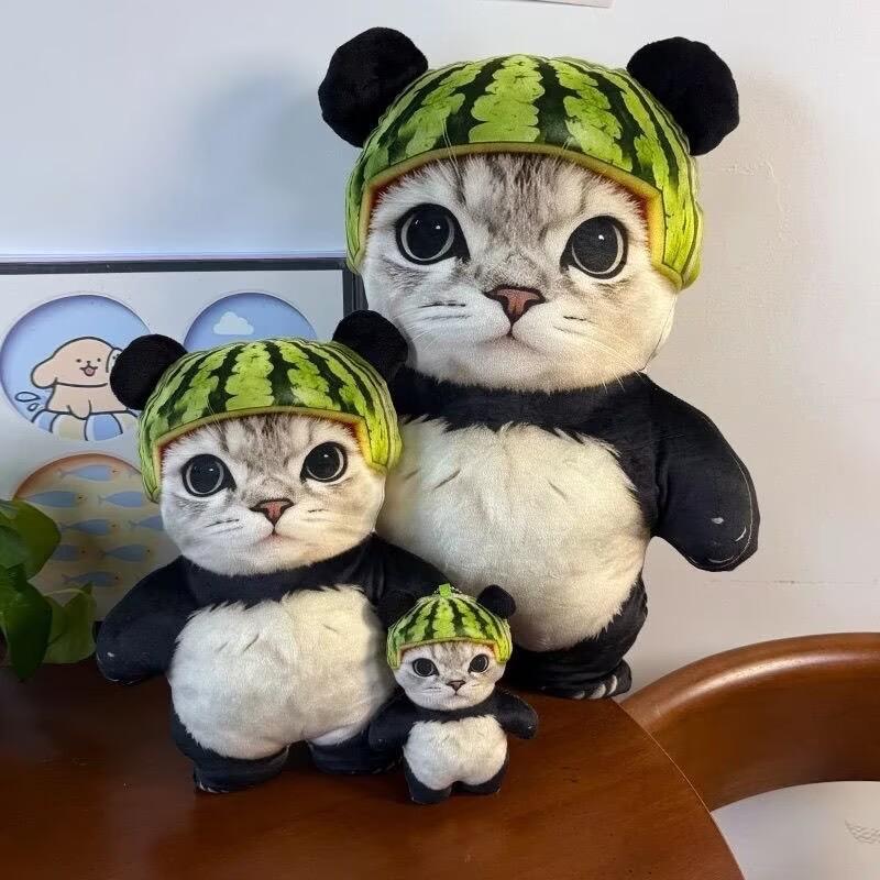 Watermelon Cat Plush Toy With Soft Pp Cotton For Kids And Teens Gift