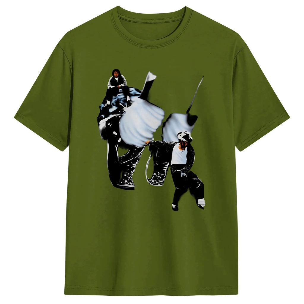 Michael Jackson King Of Pop Moonwalk Men's T Shirt  Funny Tees Short Sleeve Crewneck T-Shirts 100% Cotton Printing Tops