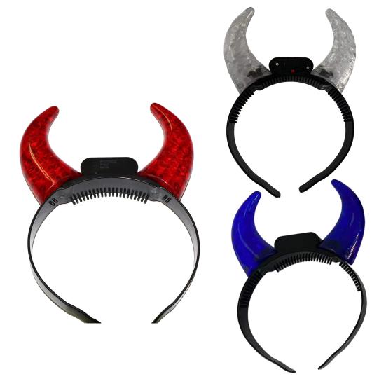 Faixa de Cabeça com Chifres LED Faixa de Cabeça com Chifres Iluminada Faixa de Cabeça de Festa para Halloween Concerto Festa à Fantasia Adereços