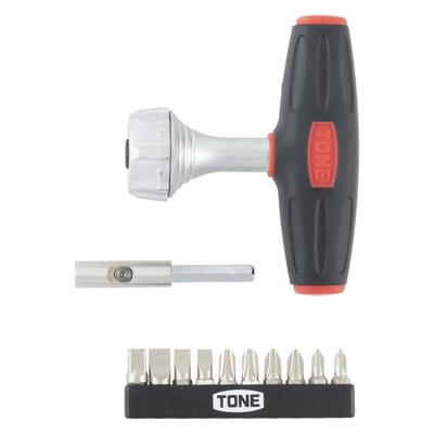 Tone RDT10S T-Shaped Ratchet Driver Set with 6.35mm (1/4") Bits, Black, 12-Piece Set