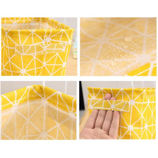 Foldable Storage Basket with Handles Waterproof Large Capacity Cotton Linen Printed