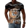 Estate Moda Immagine creativa T-shirt da uomo Colletto tondo Manica corta Top Tiger Animal Mountain King Fierce Big