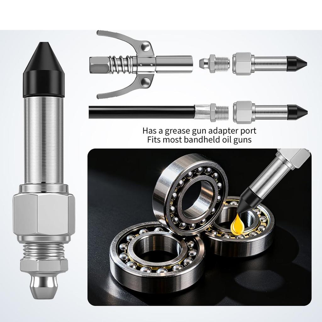 Heavy Duty Metal Grease Coupler And Needle Nozzle Set High Pressure Needle Grease Nozzle for Deep Recesses Lubrication