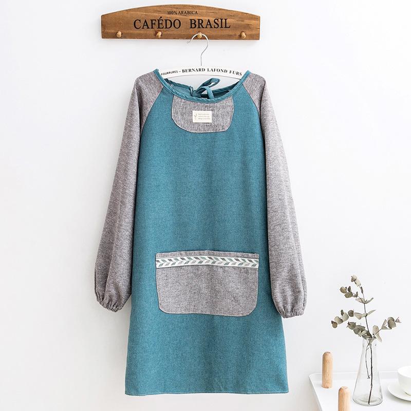 

Women s Long-Sleeved Full-Body Cotton Apron – Anti-Stain & Oil-Proof, Ideal for Kitchen Use зелений