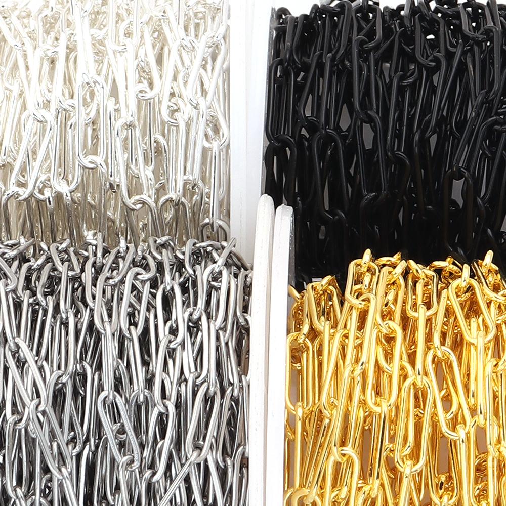 5Yards/Roll 12x4mm Paperclip Iron Chain Metal Bulk Link Chains For Jewelry Making DIY Necklace Bracelets Accessories Wholesale