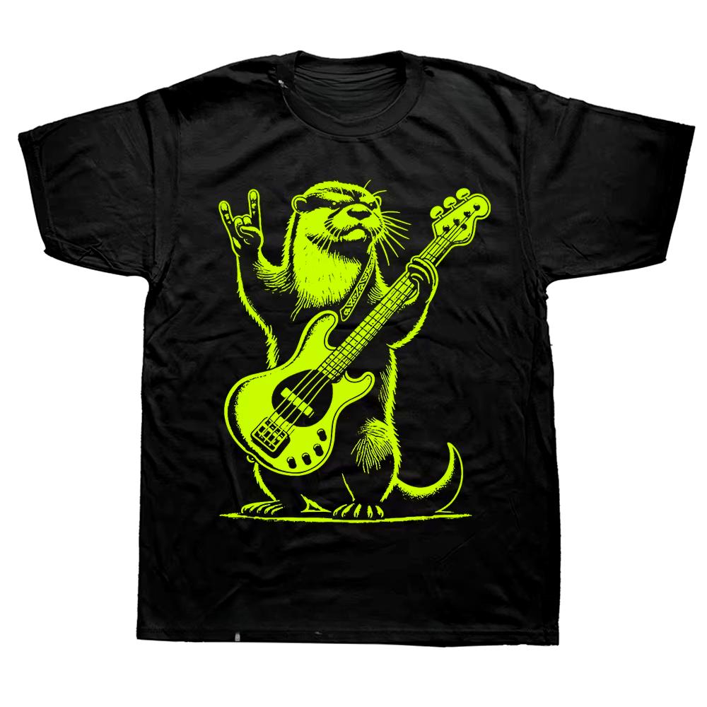 

Футболки Rock N Roll Otter, играющие на гитаре, забавные мужские и женские футболки Otter, летняя уличная одежда, короткий рукав, подарки на день рождения L