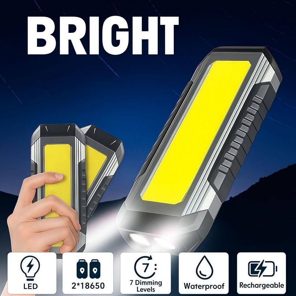 LED COB Work Light 2×18650 Camping Torch Light Magnetic Flashlight  Outdoor Night Lighting