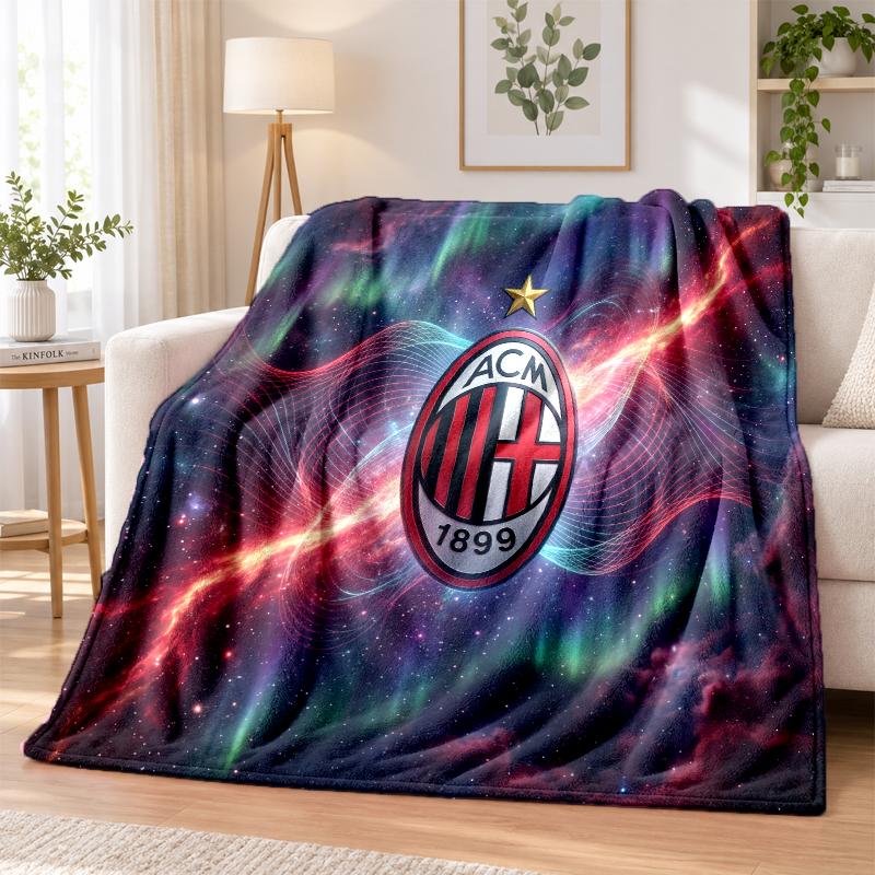 AC Milan Printed Flannel Blanket Warm Comfort Bed Throw For Indoor Home Decoration