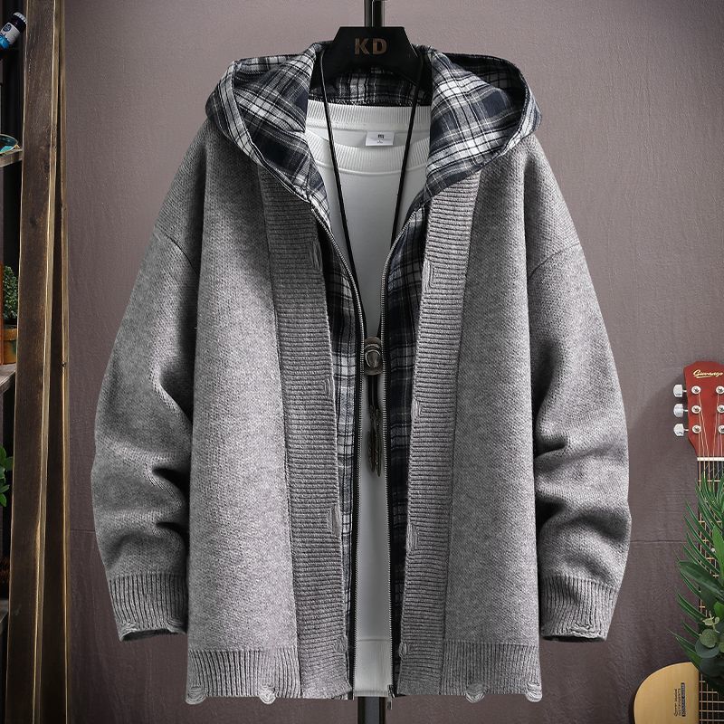 

Куртка с капюшоном мужская весна и осень новая мода свободная повседневная куртка модный бренд универсальный поддельный топ из двух частей M