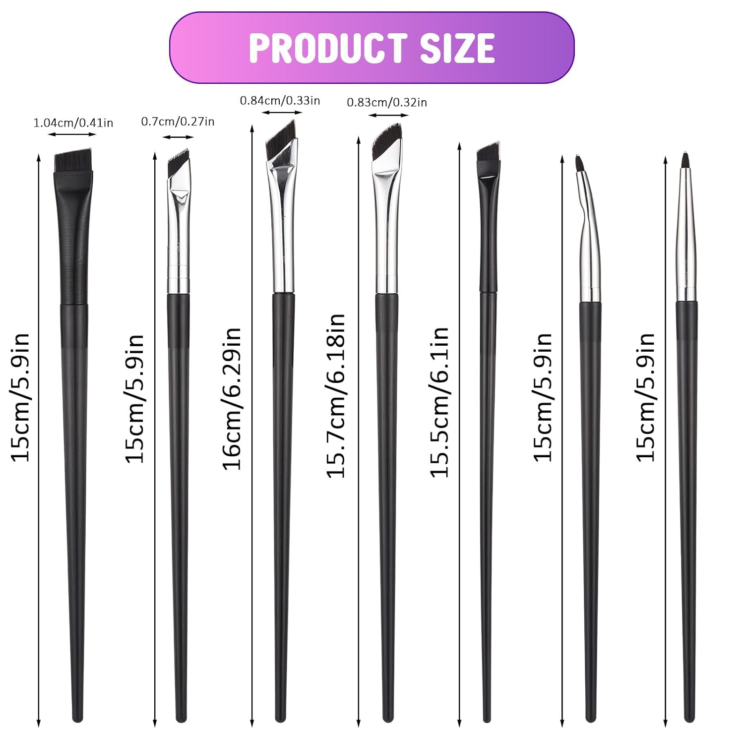 

7 Pcs Eyeliner Brushes Set, Ultra Thin Flat Angle Eye Makeup Brush Slanted Angled Eyebrow Brushes Eye Liner Brush for Professional Makeup Application