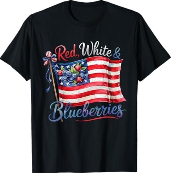 Funny Vintage Red, White and Blueberries Patriot T-Shirt S разноцветный