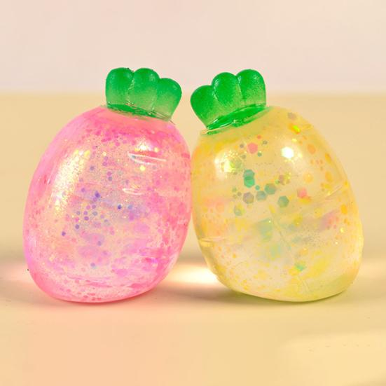 1/2/3/4Pcs Mini Radish Squeeze Toy Stress Relief Clear Glitter Radish Stress Sugar Ball Sensory Toy Decompression Fidget Toy Party
