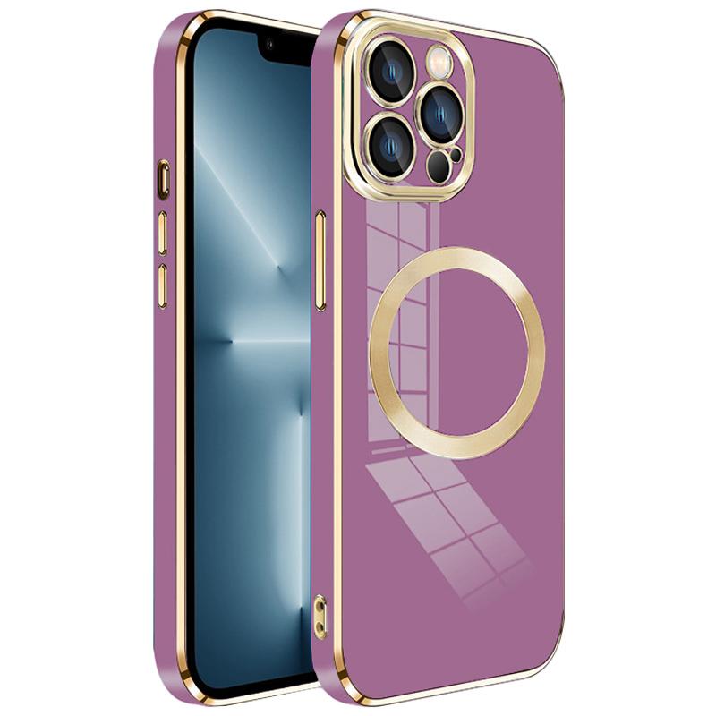 For iPhone 13 Pro Max Magnetic Phone Case Electroplating TPU Cover with Lens Film