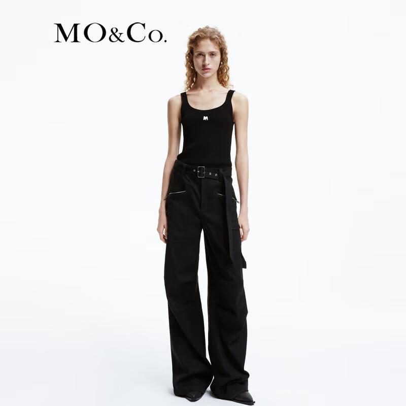 MO&Co. Ribbed Letter Embroidery Strap Vest
