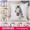 Kissenbezug mit Aquarell-Tiermotiv, für Sofa, Heimdekoration, Zebra, Giraffe, Nilpferd, Affe, Löwe, Fuchs