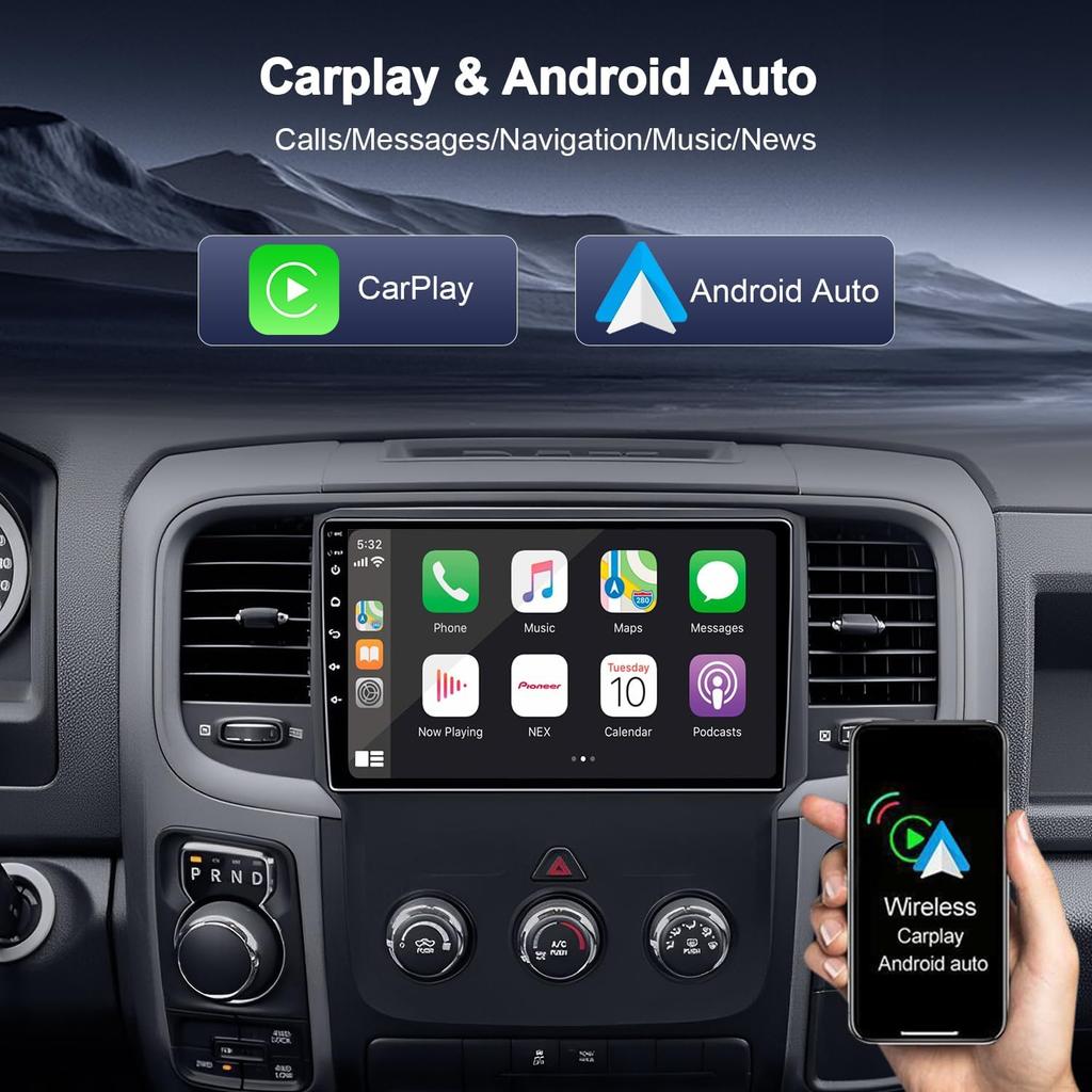 Car Stereo Radio for Dodge Ram 1500 2500 3500 2013-2019, Touchscreen, CarPlay, Android Auto, GPS, Backup Camera, Android 13