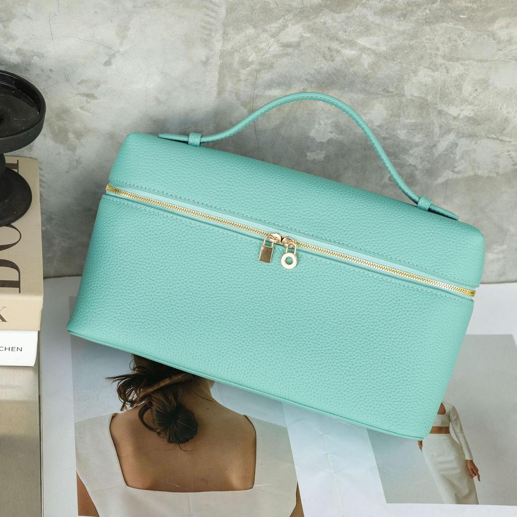 Genuine Cowhide Leather Makeup Crossbody Bag - Elegant, Versatile, Candy-Colored Women's Handheld Tote