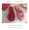 Four Seasons Plaid Bow TPR Sole Non-Slip Durable Women's Indoor Slippers