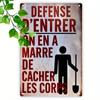 1pc 7.8x11.8 Inch 2D Flat French "Do Not Enter" Metal Wall Art - Humorous Vintage Iron Sign, Waterproof for Home/Garage/Kitchen