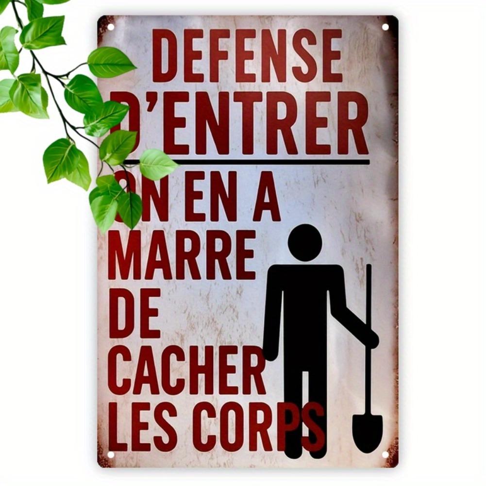 

1pc 7.8x11.8 Inch 2D Flat French Do Not Enter Metal Wall Art - Humorous Vintage Iron Sign, Waterproof for Home/Garage/Kitchen 20x30cm
