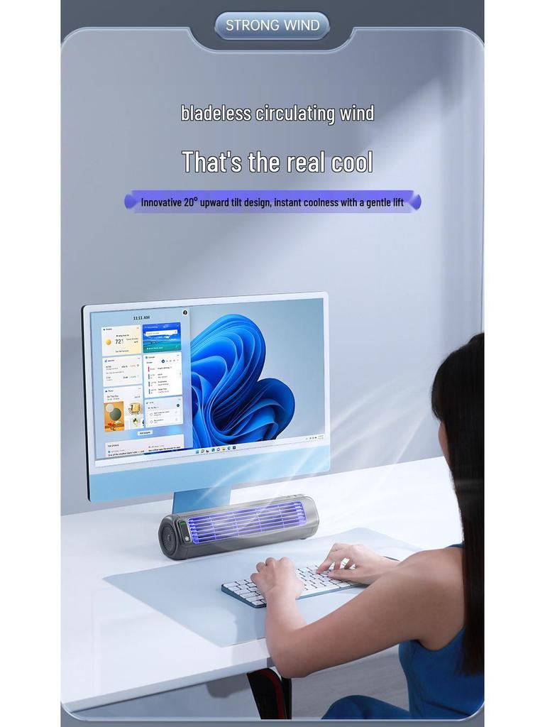 Shēngyuè Silent Tower Fan: High-Power, Long Battery, USB-Powered, Portable, Wall-Mountable, Desktop Fan.