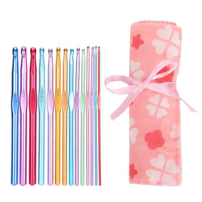 14 Stück Häkelnadel Set Aluminiumoxid Weben Nähen Stricknadel Set mit Aufbewahrungstasche