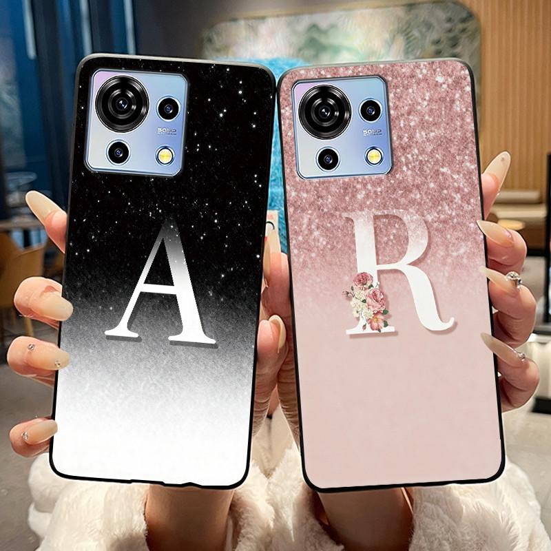 Kratzfeste Handyhülle für ZTE Blade V50 Vita 4G Trendiger Stil Buchstabe Rosa Glänzender Sternenhimmel Gelee-Farbe Weiche Silikonhülle