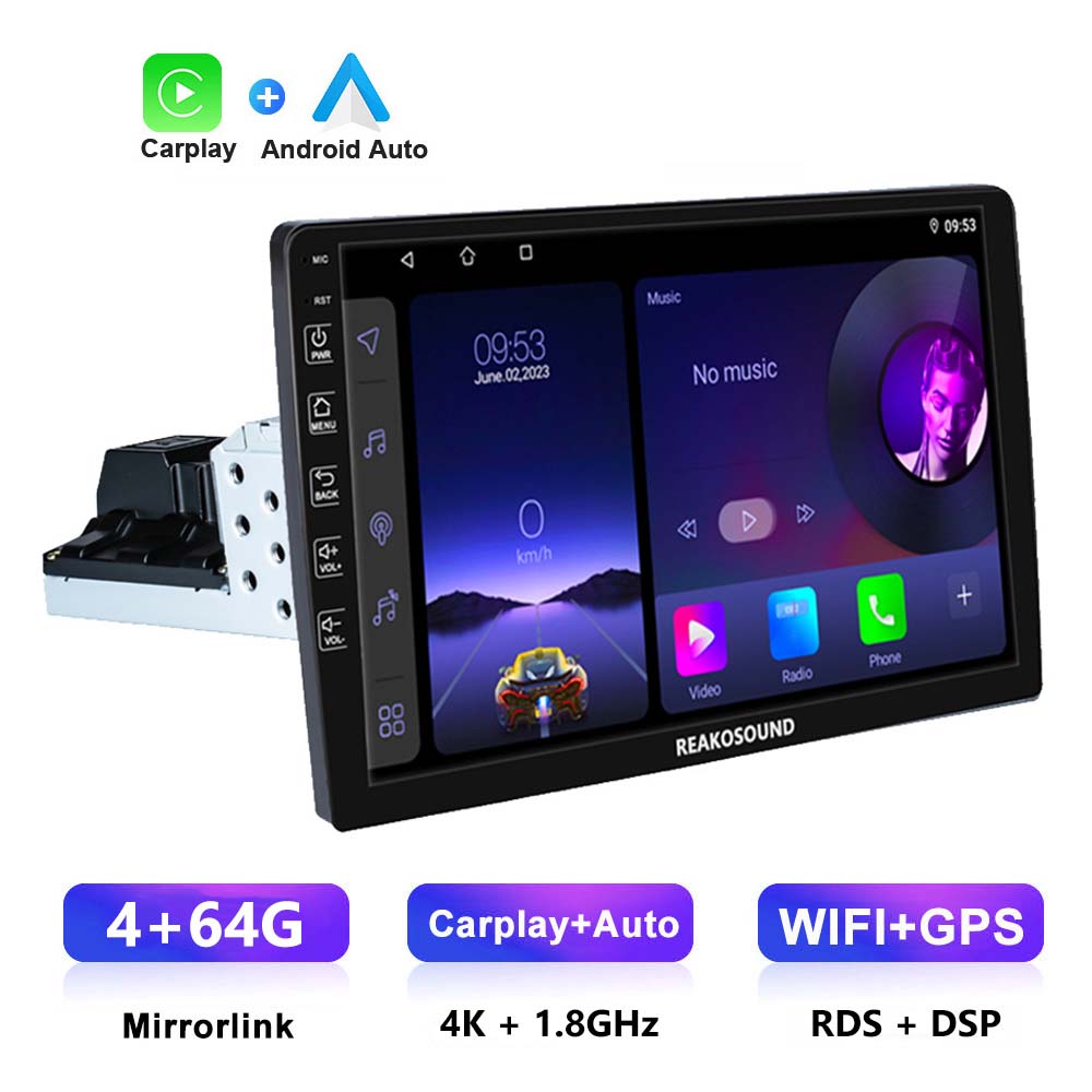 Reakosound 1 Din 9"/10.1" Inch Andriod Car Radio Multimedia Player Bluetooth GPS Navigation WIFI DSP FM Support Carplay