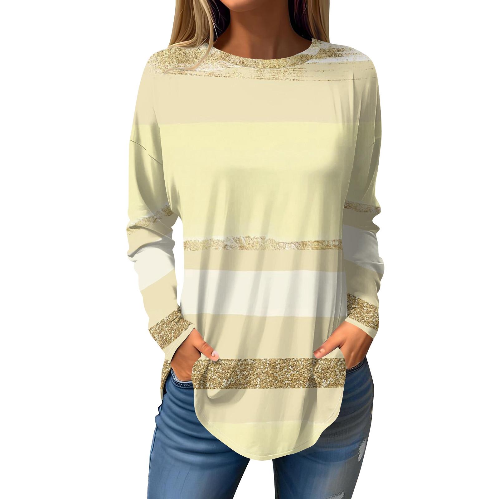 

Модные женские повседневные топы с длинными рукавами и круглым вырезом с принтом XL жёлтый