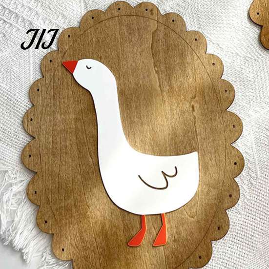 Photography Setting Props Rustic Wooden Wall Stickers, Nordic Rabbit Goose Decor, Cute Forest Animal Decor Art for Kids Bedroom Nursery Prop