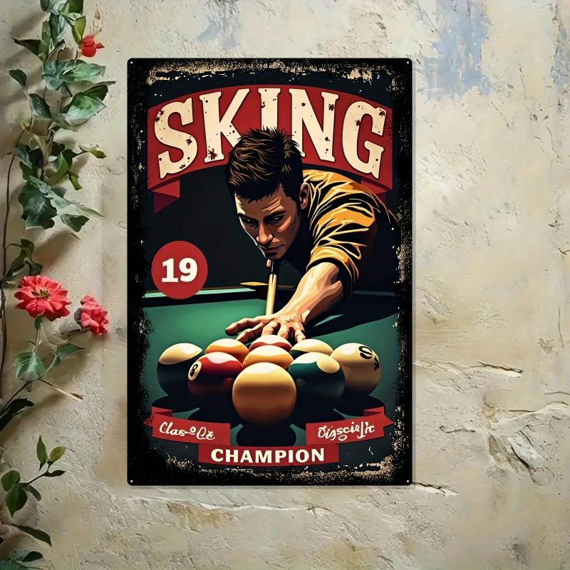 Vintage Billiard Tin Wall Art Iron Pool Table Decor Man Cave Gift
