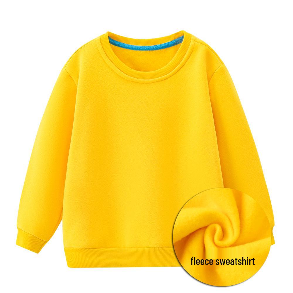 Children's Solid Color Plush Sweatshirt - Long Sleeve Autumn/Winter T-shirt for Kindergarten with Custom Logo Option