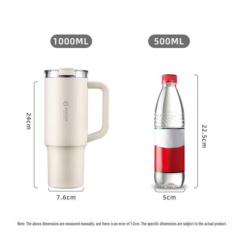 FUGURNG BESTJOY 1000ml Isolierter Doppel-Getränkebecher mit Griff