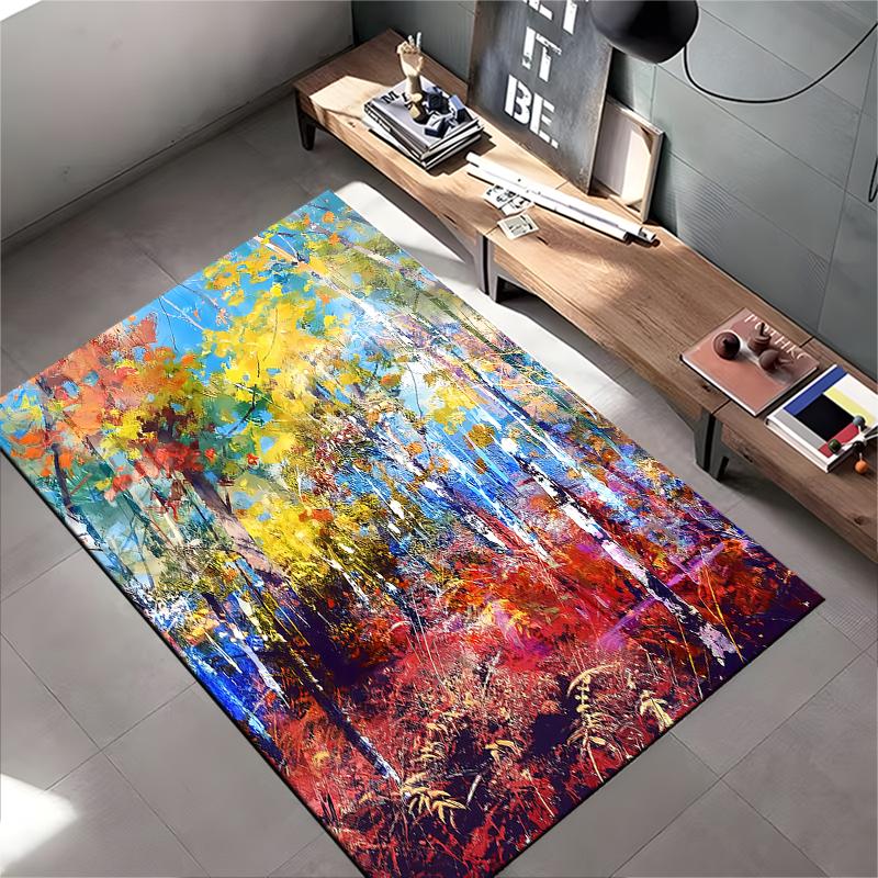 Colorful Abstract Forest Pattern Carpet with Vibrant Artistic Design Suitable for use as an anti-slip for living room bedroom sofas