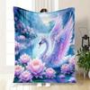 Enchanted Swan Fantasy Wall Art PrintBlanket Flannel Throw Blanket for Sofa, Bed, Travel, Camping, Office, Couch, Chair, And Bed Gift for Ch
