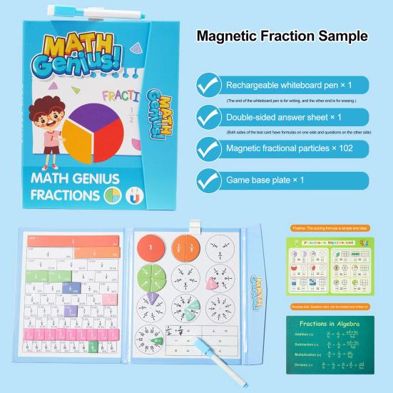 1 Set Magnetic Fraction Demonstration Book Fraction Learning Magnetic Tiles Circles