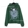 Sp5der Hoodie Unisex Oversized Cotton Pullover With Foil Letter Print Fall Casual Streetwear